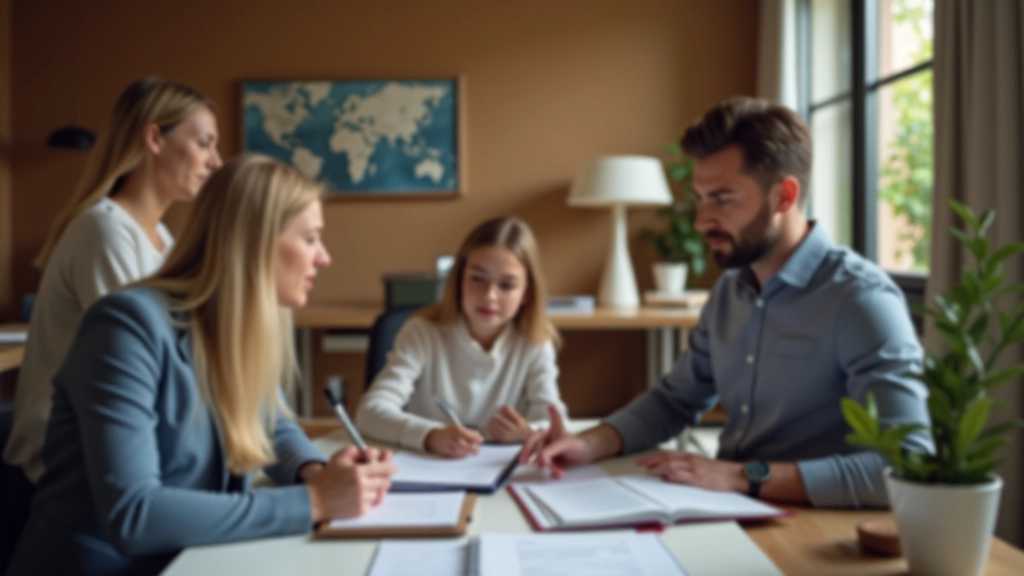 Consultor financiero ayudando a familia