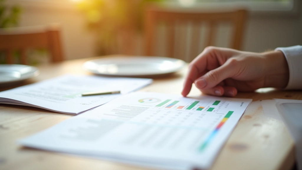 Mano señalando gráfico de presupuesto en papel durante reunión familiar
