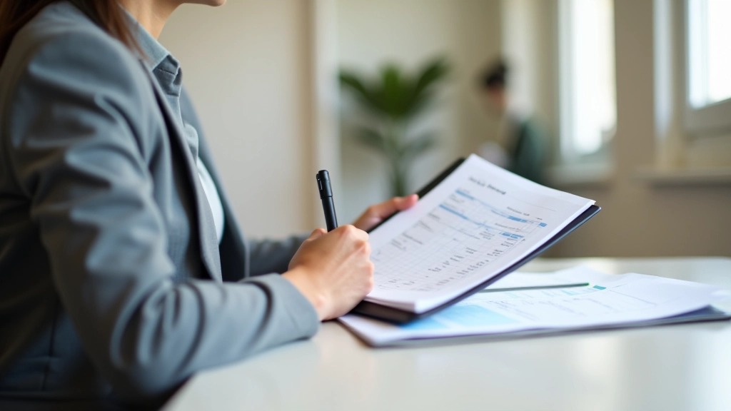 Persona escribiendo en cuaderno junto a hojas de cálculo impresas y gráficos de gastos mensuales